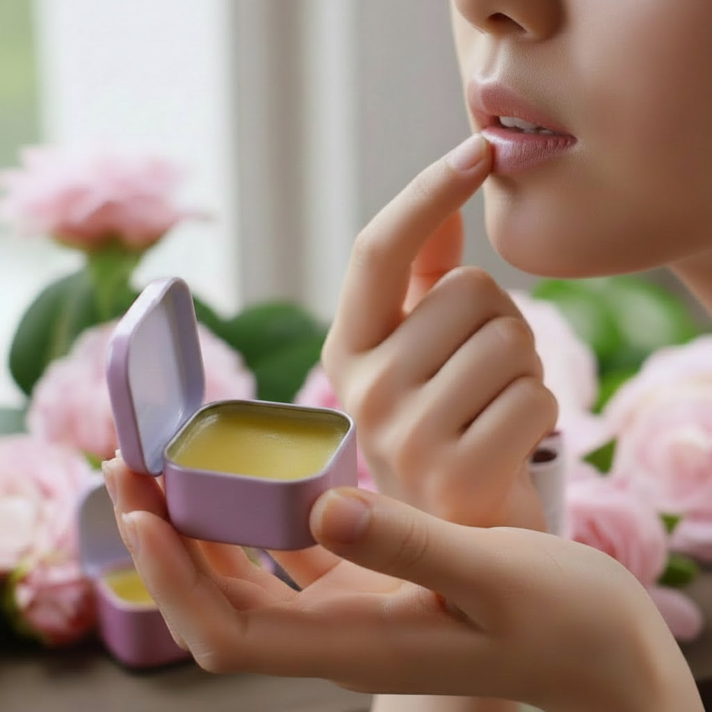 Lippenbalsam mit viel Kakaobutter & Rosenwachs sehr pflegend ( beruhigend )