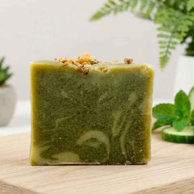 Cucumber soap with fresh cucumbers from the garden (deep-cleansing and hydrating)