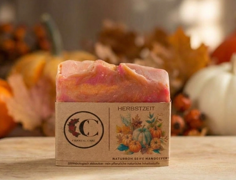 Autumn Season natural soap with an essential oil blend of wood, flowers, and citrus (very relaxing and delicately scented)