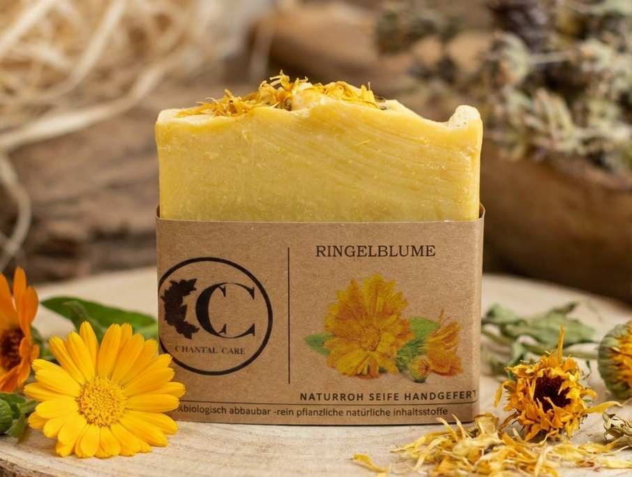 Ringelblume Naturseife mit getrockeneten Ringelblumenextrakt