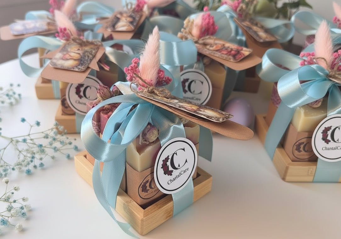 Soap Easter Set "Pamper" (4 natural soaps & wooden soap dish)